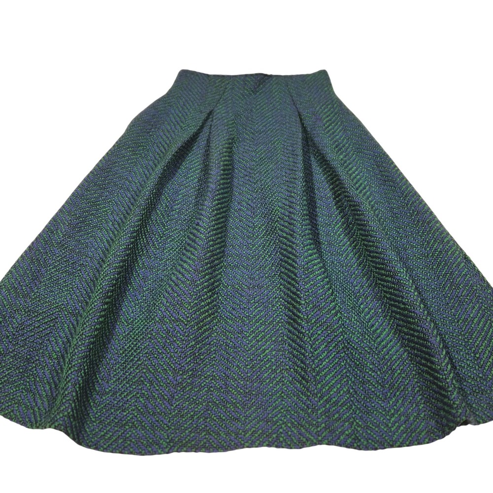 SNIDEL Japan Chevron Tweed A-Line Skirt Green Blue Weave Size 0 SWFS195110